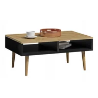 Ławy i stoliki kawowe - Ława z półkami do salonu dąb artisan + czarny C1-W03 - miniaturka - grafika 1