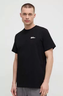 Koszulki męskie - Jack Wolfskin t-shirt bawełniany męski kolor czarny gładki - grafika 1