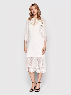 Sukienki - TWINSET Sukienka dzianinowa 221AT3041 Biały Regular Fit - grafika 1