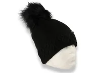 Czapki damskie - Czapka zimowa z pomponem polska produkcja czarna ocieplana polarem - miniaturka - grafika 1