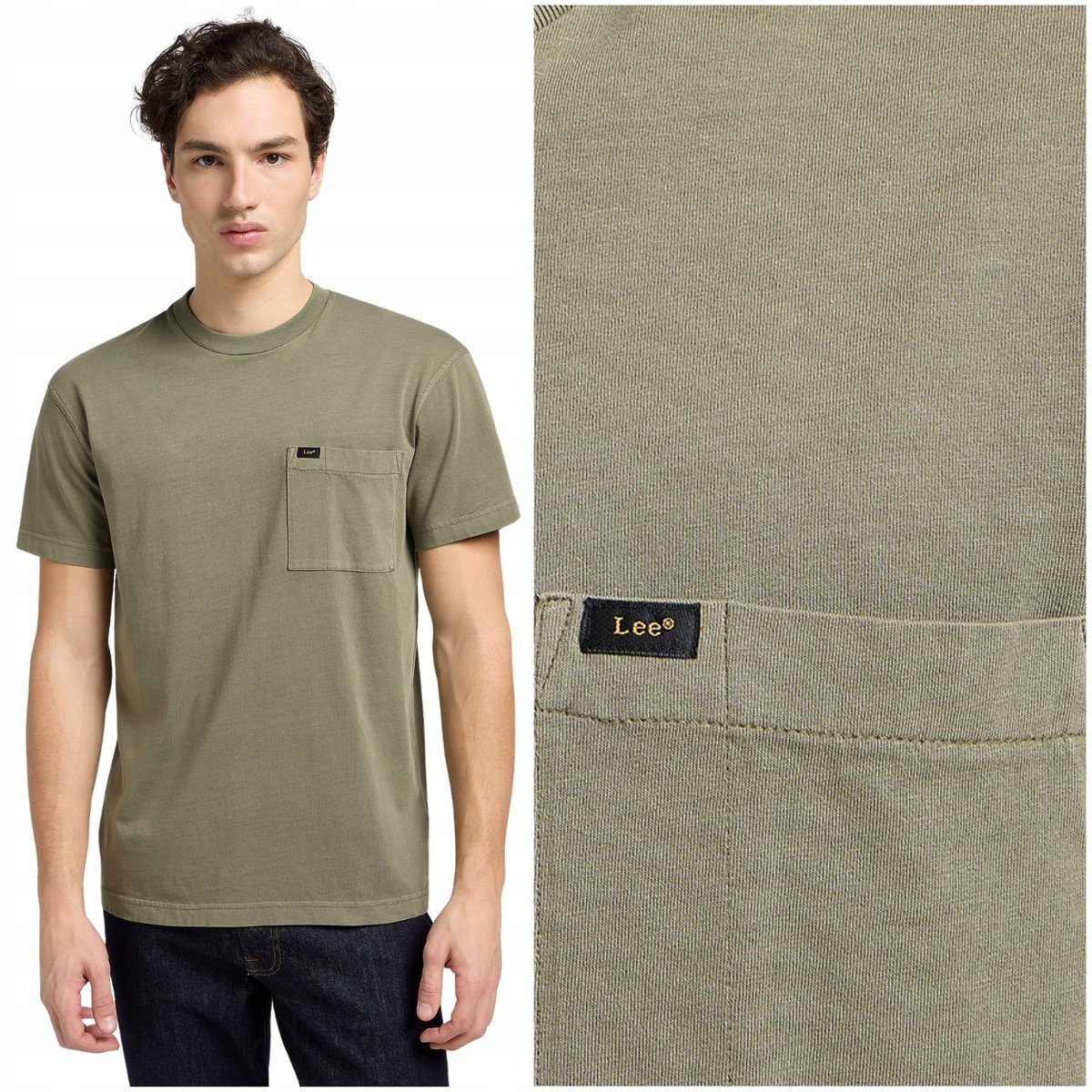 Lee RELAXED POCKET TEE Olive luźna koszulka bawełniana męska kieszonka XL
