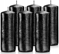 Świece - Świeczki ozdobne zestaw 6 świec walec 15/6 czarne - miniaturka - grafika 1