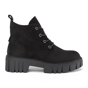 Czarne wiązane botki zamszowe Sergio Leone - Botki damskie - miniaturka - grafika 1