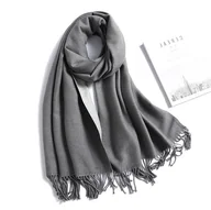 Apaszki i szaliki damskie - Szal szalik damski 100% kaszmirowy szary komin - miniaturka - grafika 1
