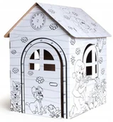 Prace ręczne dla dzieci - Domek Z Tektury Kartonowa Kolorowanka Do Malowania - miniaturka - grafika 1