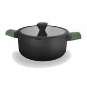 Garnki - Garnek Sycylia 24 cm 4,5 l zielone uchwyty czarny - miniaturka - grafika 1