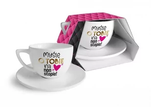 Filiżanka ze spodkiem 400 ml na Walentynki Myślę - Filiżanki - miniaturka - grafika 1