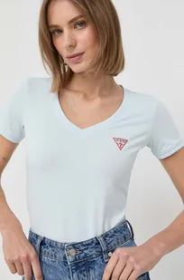 Guess t-shirt damski kolor niebieski - Koszulki sportowe damskie - miniaturka - grafika 1