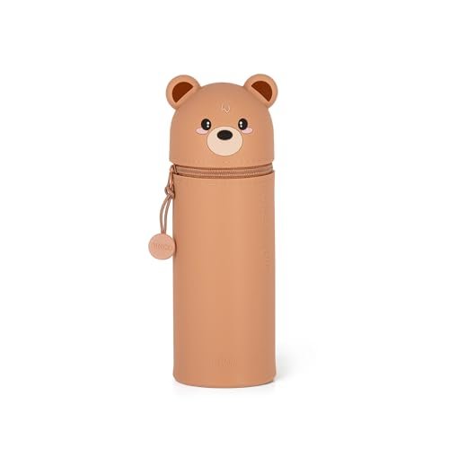 Legami - Piórnik 2 w 1 z miękkiego silikonu - Kawaii, piórnik szkolny w kształcie misia z zamkiem błyskawicznym, silikonowy piórnik na długopisy, 18,5 cm