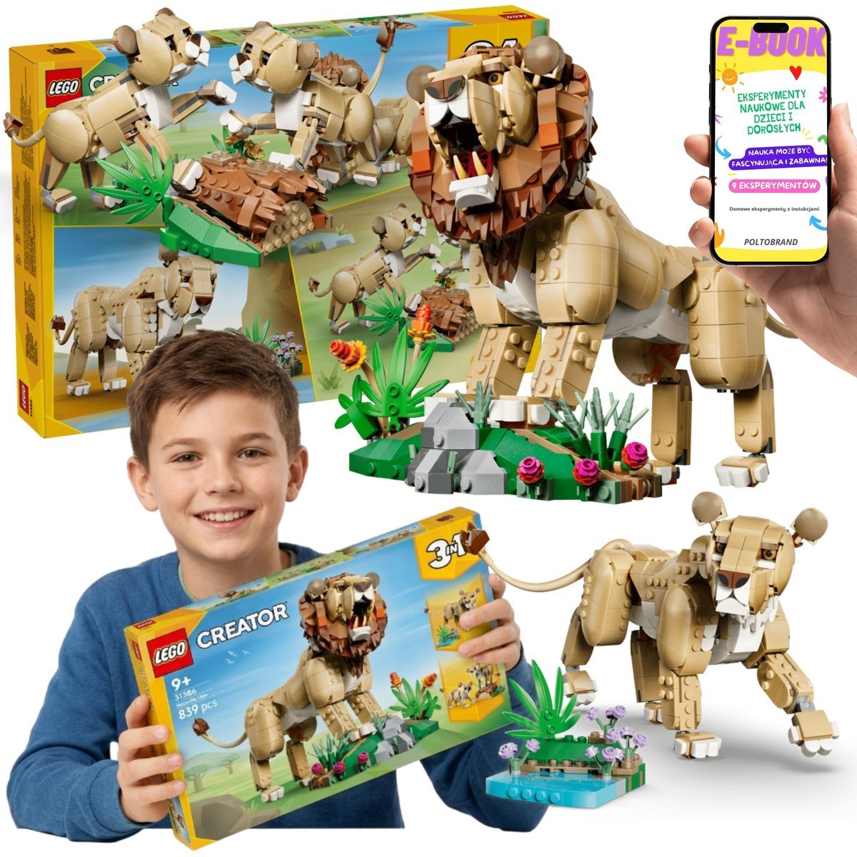 LEGO Creator Dzikie Zwierzęta Dumny Lew 3w1 (31386) + E-BOOK