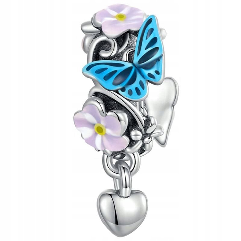 Charms Zawieszka Charms Serce Kwiatki Srebro 925 Charmsy Trusky