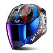 Kaski motocyklowe - Kask Otwarty Shark Skwal i3 Jet Czarny/NiebieskiXXL - miniaturka - grafika 1