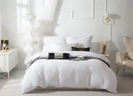 Pościel - Elegancki zestaw pościeli z mikrofibry Queen 220x200 cm w kolorze białym ze złotą lamówką - miniaturka - grafika 1