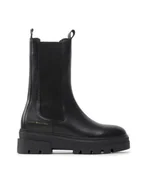 Botki damskie - Tommy Hilfiger Sztyblety Monochromatic Chelsea Boot FW0FW06730 Czarny - miniaturka - grafika 1