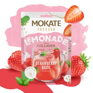 Napój Owocowy Lemoniada Mokate Truskawka Bazylia Kolagen Lemonade 40g - Zdrowa żywność - miniaturka - grafika 1