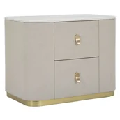 Szafki nocne - Szafka nocna z szufladami i złotym detalem, 60 x 40 x 47 cm - miniaturka - grafika 1