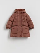 Spodnie i spodenki dla dziewczynek - Reserved - Pikowany płaszcz z ociepleniem - brązowy - miniaturka - grafika 1