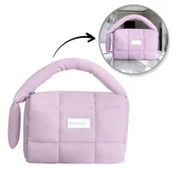 Biżuteria - akcesoria - Kosmetyczka damska pikowana kuferek z rączką 18,5 x 12,5 x 13 cm KS140FIO - miniaturka - grafika 1