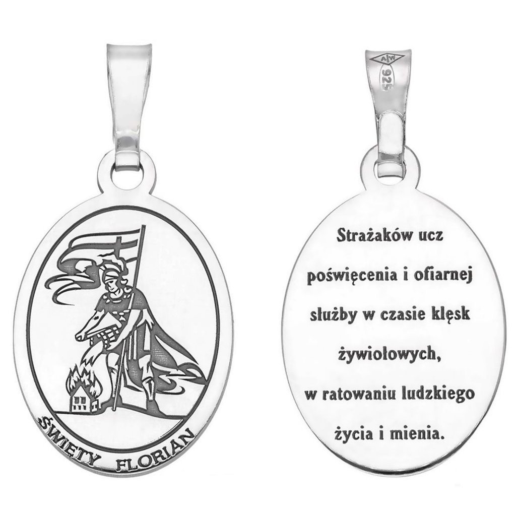 Medalik srebrny Ag 925 rodowany Św. Florian MDC120RM