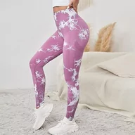 Legginsy - EULLA Legginsy do jogi z wysokim stanem dla kobiet, Biały I Fioletowy Błyskawica, L - miniaturka - grafika 1