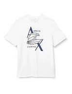 Koszulki męskie - Armani Exchange Męski T-shirt Sustainable, Regular Fit, Printed Eagle Logo, biały, XS - miniaturka - grafika 1