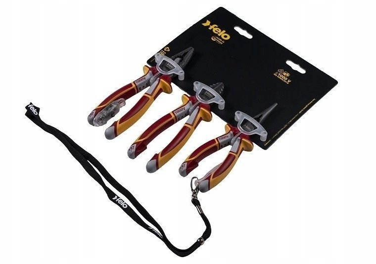 Felo Zestaw narzędzi VDE: kombinerki 180mm, obcinaczki boczne 160mm, szczypce telefoniczne 170mm