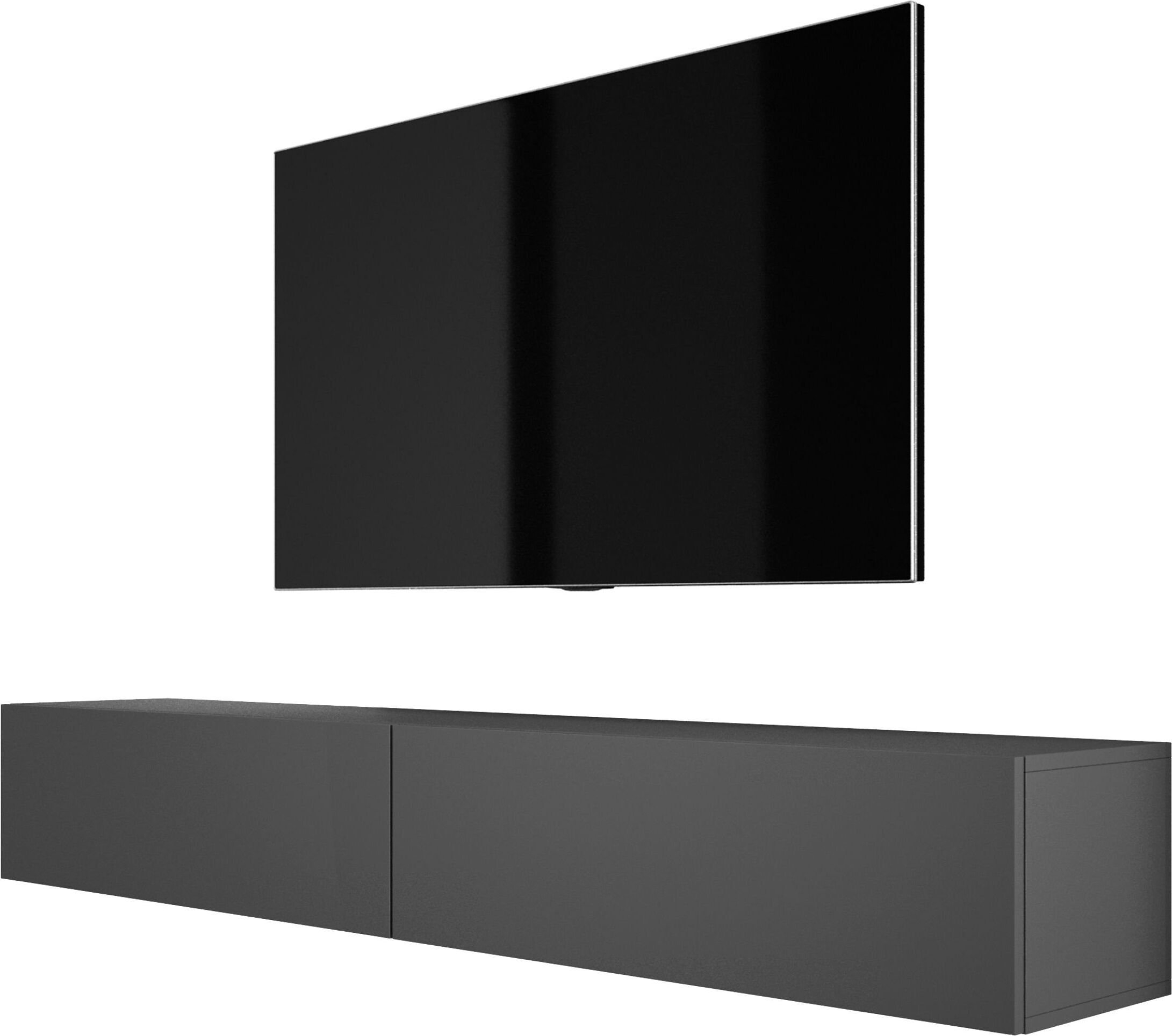Wisząca szafka pod telewizor (szer.: 2 x 100 cm, wys.: 34 cm, gł.: 32 cm) szafka dolna, szafka pod telewizor, szafka pod telewizor w kolorze ANTHRAZIT
