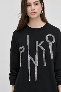 Sukienki - Pinko sukienka bawełniana kolor czarny mini oversize - grafika 1