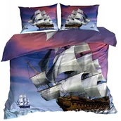 Pościel - Pościel 3D bawełna satyna 160x200cm STATEK Żaglowiec - miniaturka - grafika 1