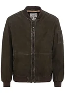 Kurtki męskie - camel active Męska kurtka 431400/1L20 Leather Blouson, khaki, 56, khaki - miniaturka - grafika 1