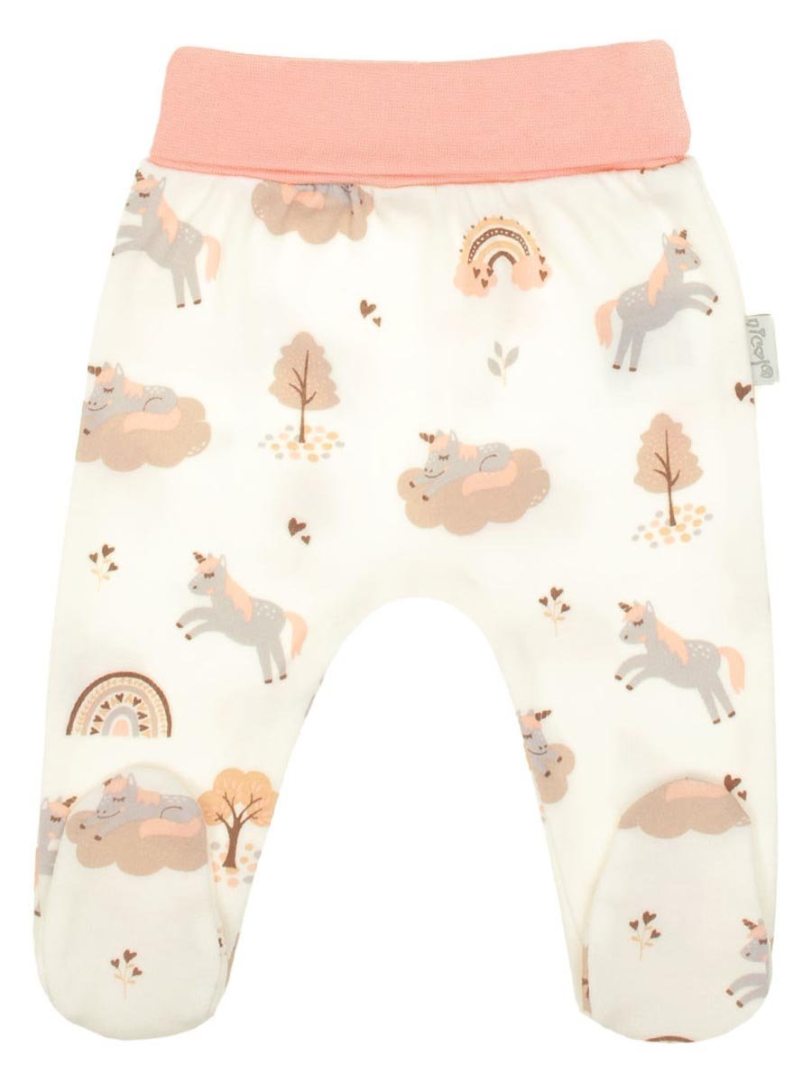 Niemowlęce półśpiochy bawełniane z nadrukiem kremowe Nicol,r.56