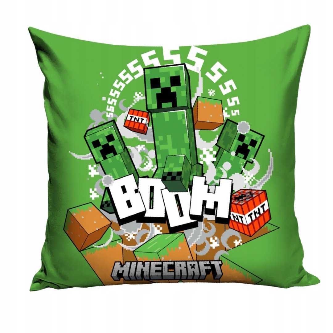 Poszewka Minecraft Creeper BOOM TNT Zielona Dekoracyjna Pokój Gracza
