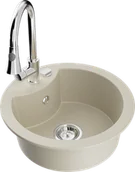 Zlewozmywaki z baterią - Mexen Diego zlewozmywak granitowy 1-komorowy z baterią kuchenną Elia, beżowy - 6512-69-670101-00 - miniaturka - grafika 1