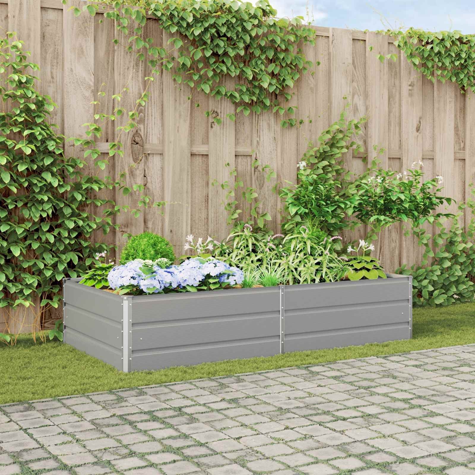 vidaXL Donica Jasnoszary 195 x 100 x 45 cm Stal Galwanizowana