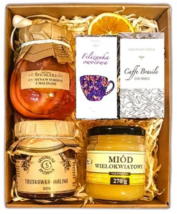 Kosz Box Prezentowy Prezent Upominek Miód Kawa Herbata Malina Cytryna - Herbata - miniaturka - grafika 1