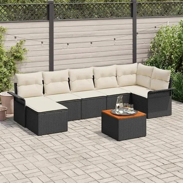 Zestaw Sof Ogrodowych Modułowy Czarno-Biały, Rattan, 5 Elementów