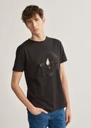 Koszulki męskie - Czarny T-shirt męski z logo - miniaturka - grafika 1