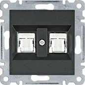 Gniazdka elektryczne - Hager Gniazdo komputerowe podwójne RJ45 kat. 5 FTP LUMINA - czarny mat - miniaturka - grafika 1