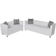 Komplety wypoczynkowe - vidaXL Biaa sofa ze sztucznej skry 2+3 - miniaturka - grafika 1