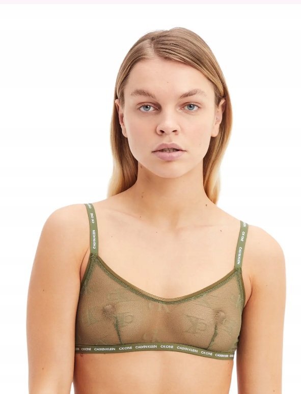 CALVIN KLEIN BIUSTONOSZ DAMSKI SIATECZKOWY Z LOGO KHAKI XS 2A2E6_A* TIA