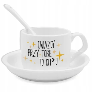 Zestaw Filiżanka Łyżeczka Podstawka GWIAZDY PRZY TOBIE TO CH*J Prezent - Gadżety dla niej i dla niego Zestaw Filiżanka Łyżeczka Podstawka GWIAZDY PRZY TOBIE TO CH*J Prezent - Gadżety dla niej i dla niego - miniaturka - grafika 1