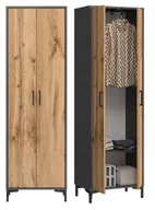 Meble do przedpokoju - Szafa Na Ubrania Garderoba 2 Drzwi+wieszak Grafit Dąb Wotan Santago 2D - miniaturka - grafika 1