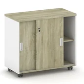 Szafy biurowe - B2B Partner Szafka na kółkach MIRELLI A+ 800x420x750, biały / dąb sonoma 437486 - miniaturka - grafika 1