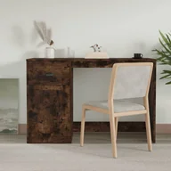 Biurka - vidaXL Biurko z szufladą, przydymiony dąb, 115x50x75 cm - miniaturka - grafika 1