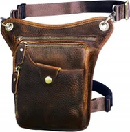 Nerki - SASZETKA MĘSKA MAŁA SKÓRZANA CROSSBODY NA PAS LE'AOKUU BRĄZOWA - miniaturka - grafika 1