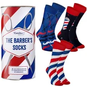 Skarpetki męskie - Skarpetki Na Prezent Bawełniane Ciekawe Damskie Męskie Zestaw Rainbow Socks Barber Dla Fryzjerów 3 Pary 47-50 - miniaturka - grafika 1