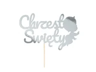 Ciasta i półprodukty do ciast - Topper papierowy na tort Chrzest Święty srebrny - 1 szt. - miniaturka - grafika 1