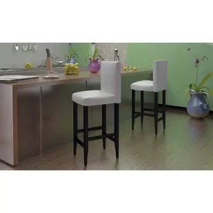 vidaXL vidaXL Nowoczesne skórzane Hokery x6 Kolor biały - Taborety i hokery - miniaturka - grafika 1