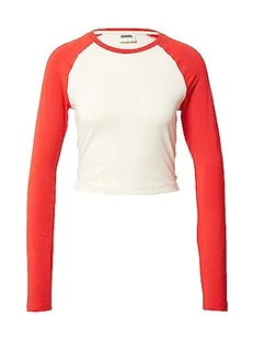 Urban Classics Damski Organic Cropped Retro Baseball Longsleeve Damska koszulka z długim rękawem biała/czarna, Whitesand/Hugered, 5XL - Koszulki i topy damskie - miniaturka - grafika 1