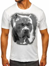 Biały bawełniany t-shirt męski z nadrukiem Denley 5067 - Koszulki męskie - miniaturka - grafika 1
